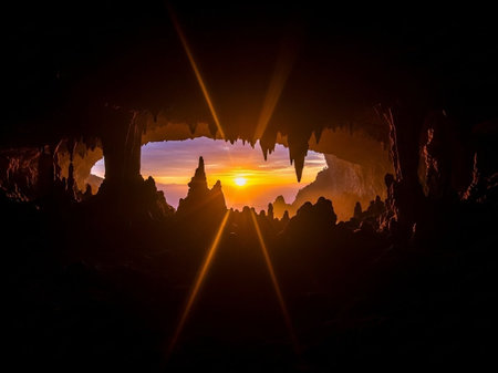 Sunset in the cave of the Grand Staircase Escalante.の写真素材