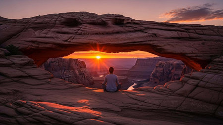 sunset in Arches National Park in Utah in United States of Americaの写真素材