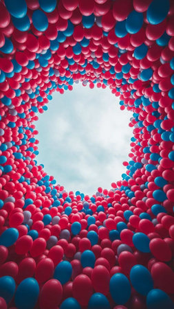 Colorful balloons in the shape of a circle. 3d renderingの写真素材