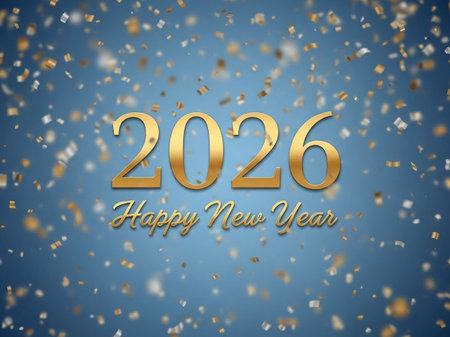 Happy New Year 2016 with confetti on blue background