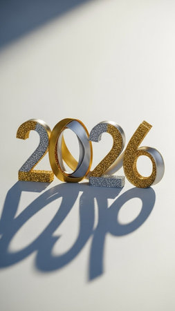 New Year's Eve. Golden numbers 2016 and gold rings on a white background.