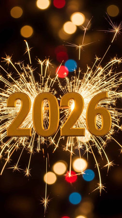 Happy new year 2016 written with Sparkle firework on bokeh background