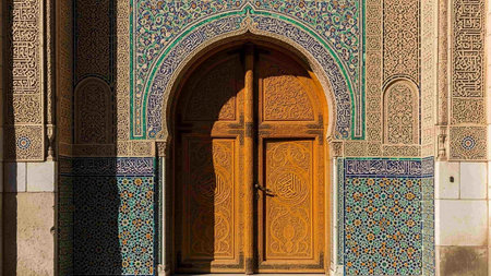 in iran the old decorative door near the mosque like abstract backgroundの写真素材