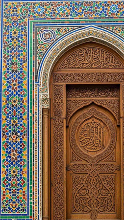 Door of the Hassan II Mosque in Casablanca, Moroccoの写真素材