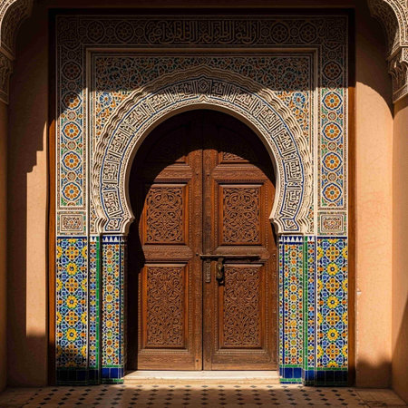 Traditional moroccan door in Rabat, Morocco, Africa.の写真素材