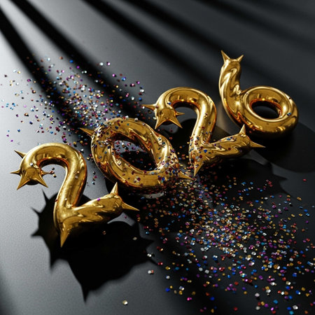 Gold numbers on a black background. 3D illustrationの写真素材