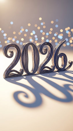 Happy New Year 2022 with bokeh background. 3D illustration.の写真素材