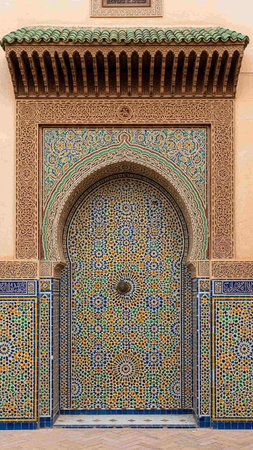 Detail of the Hassan II Mosque in Casablanca, Moroccoの写真素材