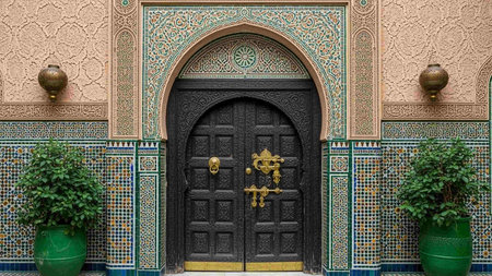 Door of a mosque in Rabat, Morocco, Africa.の写真素材