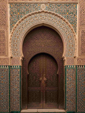 Door of the Hassan II Mosque in Casablanca, Moroccoの写真素材