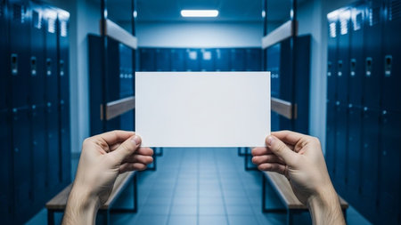Close-up of hands holding a white sheet of paperの写真素材