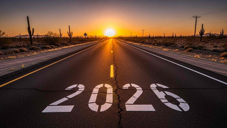 Road to the new year in Arizona, United States of Americaの写真素材