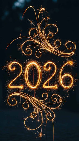 Happy New Year 2016 written with Sparkle firework and bokeh lightsの写真素材