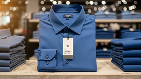 Men's shirts in the store. Shallow depth of field.の写真素材