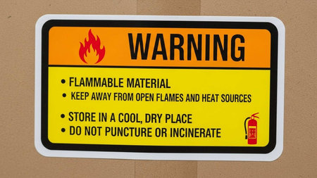 Warning Fire Extinguisher Sign on the wall. 3d illustrationの写真素材