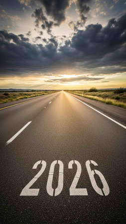 2026 written on roadの写真素材