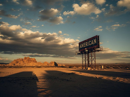 Abandoned billboard in the desertの写真素材
