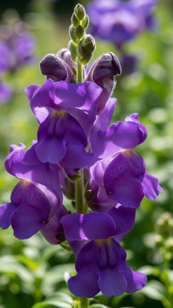 Purple flowers of snapdragon (Antirrhinum majus)の写真素材