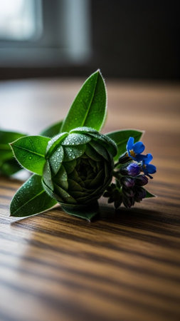 Flowers on a wooden table. Shallow depth of field.