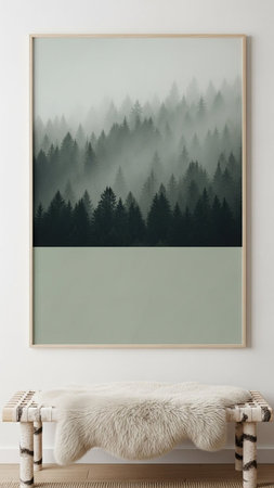 Mock up poster frame in Scandinavian style interior. 3d render