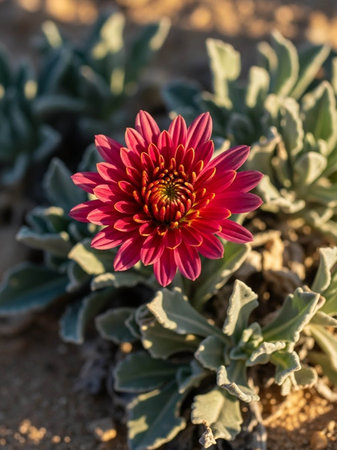 Close up of a red chrysanthemum