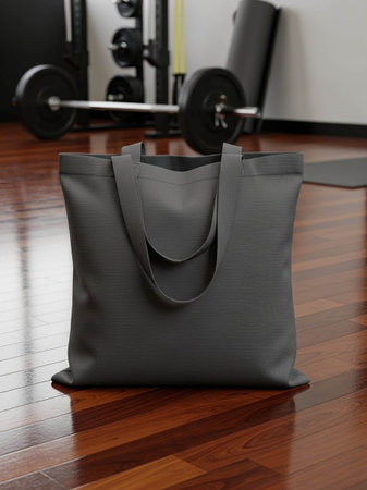 Sport bag on the floor in the gym. 3d rendering.の写真素材