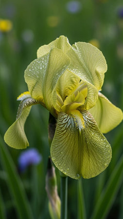 Beautiful iris flower in the garden, close-up.