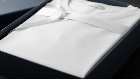 Close up of a white shirt in a gift box. Shallow depth of fieldの写真素材