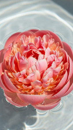 Beautiful pink water lily flower with water drops close up.