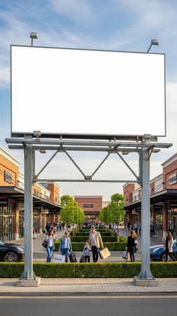 Mock up blank billboard on the street with people in the backgroundの写真素材