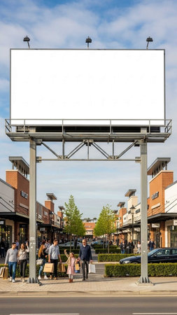 Blank billboard ready for new advertisement with people walking in the backgroundの写真素材