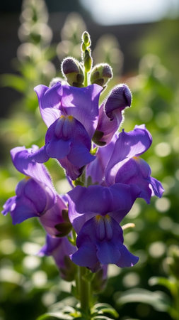 Purple flower of snapdragon (Antirrhinum majus)の写真素材