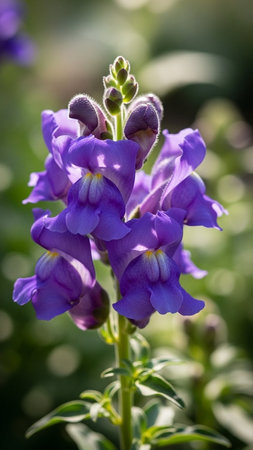 Purple flowers of snapdragon (Antirrhinum majus)の写真素材