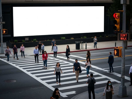 Large billboard mockup crosswalk street.の写真素材