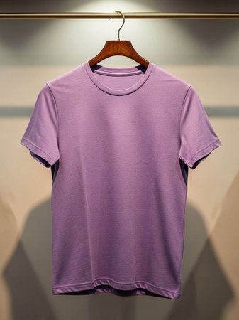 Women's purple t-shirt on a hanger