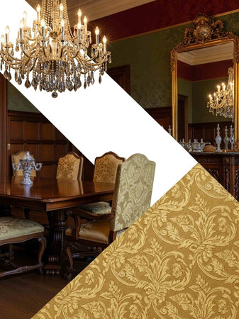 Interior of a luxury hotel room with a baroque furniture