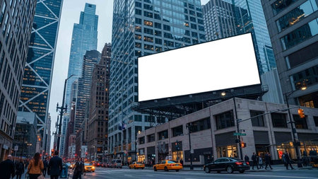 Blank billboard in New York City, USA. 3D renderingの写真素材