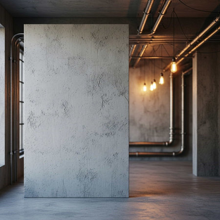 Blank concrete wall in modern interior. Mock up, 3D Renderingの写真素材