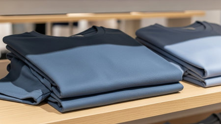 Men's clothing on a shelf in a shop, close-up