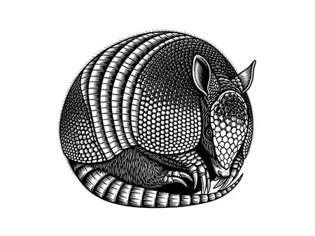 Vintage engraving of armadillo, hand drawn vector illustrationの写真素材