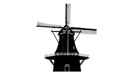Silhouette of a windmill on a white background. 3d renderingの写真素材