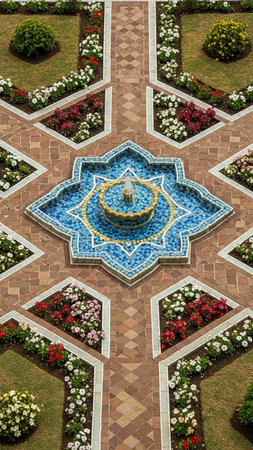 Colorful flowerbed in the garden, Thailand. Top view.
