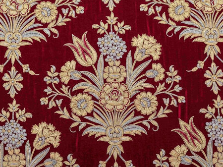 Fabric silk texture with a pattern in the style of baroque