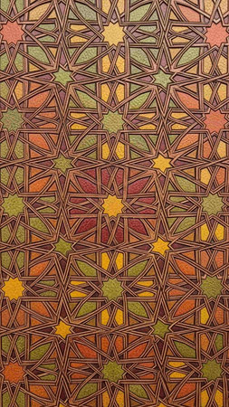 Moroccan pattern on the wall of the mosque in Morocco.