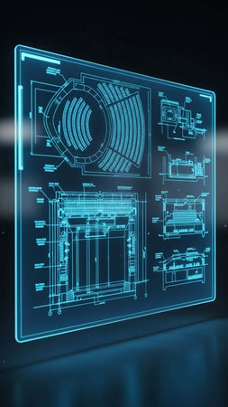 3d rendering of a digital circuit board on a blue background.