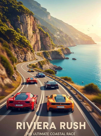 red and orange cars on the road.