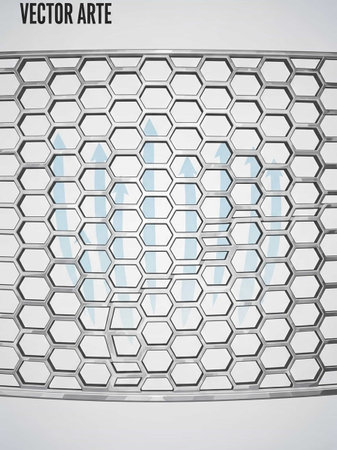 abstract background of metal hexagons with graphs and charts. 3d render