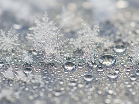 Snowflakes on a frosty winter morning. Shallow DOF