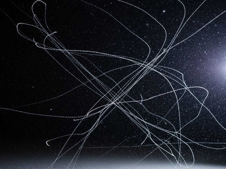 abstract background with lines and dots in space, starry sky