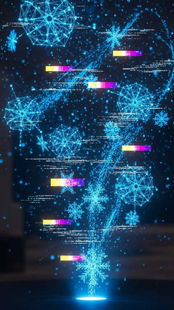 Glowing neon abstract background with lines and dots. 3d renderingの写真素材